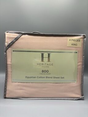 Heritage Home 800-Thread Count Cotton-Blend 4-Pc. Sheet Set, King pink